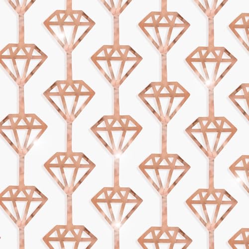 Image of KatchOn, Rose Gold Diamond Foil Curtains - Pack of 2 | Diamonds Backdrop Curtains | Denim and Diamond Party Decorations | Rose Gold Backdrop for Anniversary, Birthday, Bachelorette Party Decorations