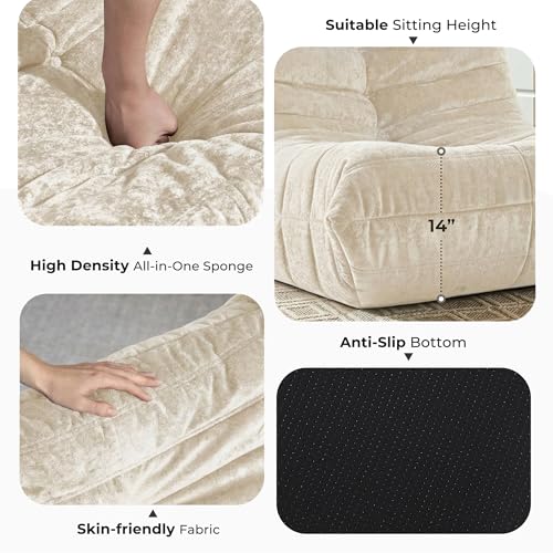 Image of HABUTWAY Giant Bean Bag Chairs Lazy Sofa for Adults,3 Seater,Beige