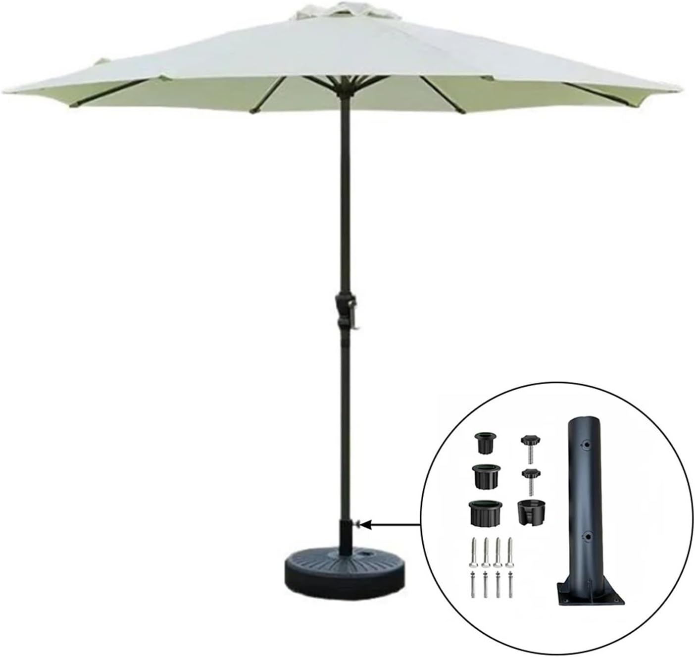 Stainless Steel Patio Umbrella Base Adjustable Deck Umbrella Mounting Bracket Garden Sunshade Stabilizer Accessories(C)