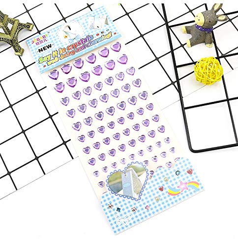 EDFOOD-AE1Pc Stiker Hati Dekorasi Berlian Kristal Batu Stiker Lembar Kreatif Anak-Anak Diy Kerajinan Seni Bahan Mainan Untuk Anak Gyh (Purple)