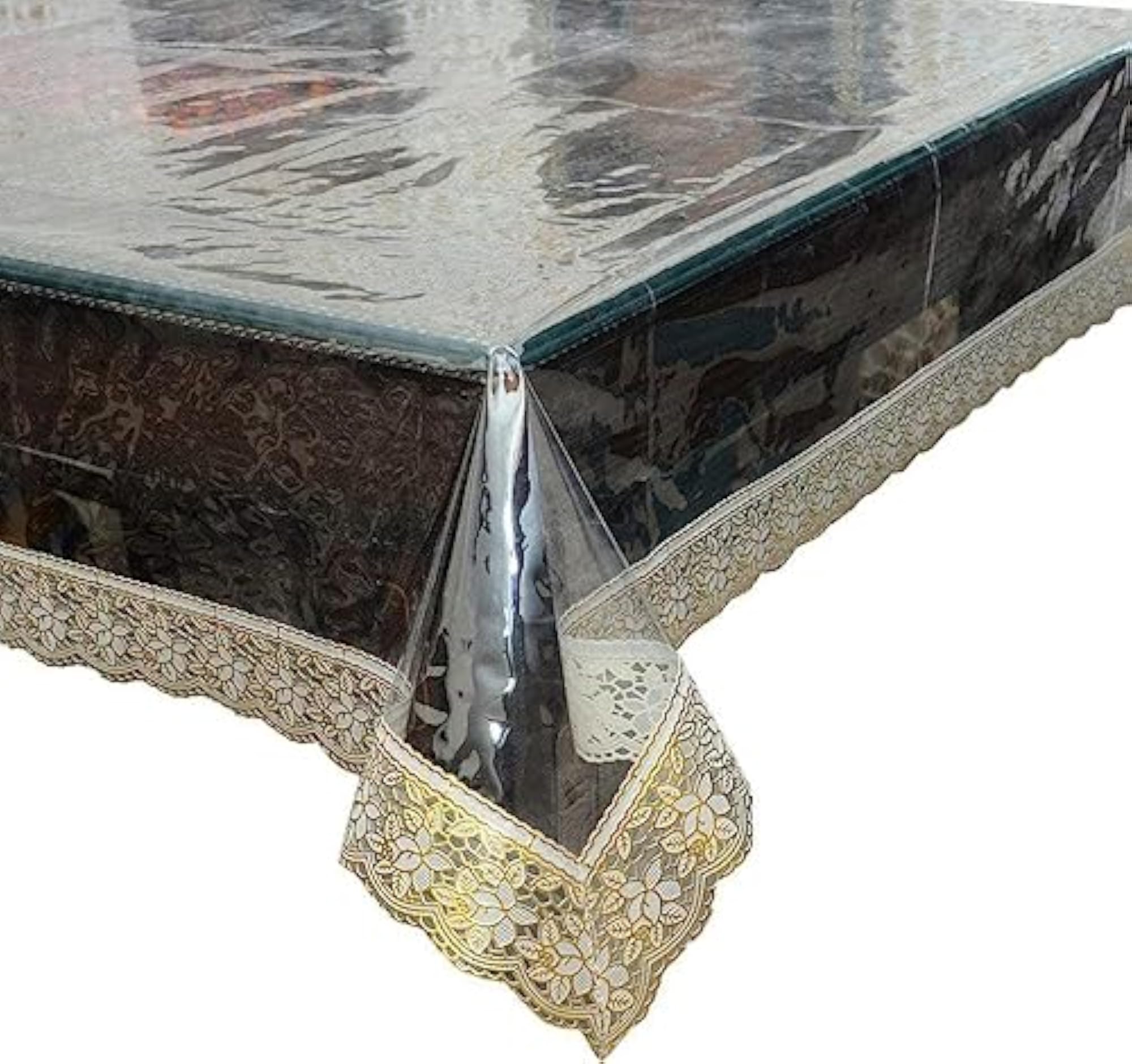 Premium High Thickness Transparent Table Cover with Lace