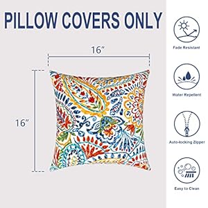 Outdoorindoorthrowpillowcoverssetof2allweathersquarepillowcases16x16inchpatiocushionpillowofhomefurnitureusepaisleymulti Urban Country Home Decor Outdoorindoor throw pillow covers set of 2 all weather square pillow cases 16×16 inch patio cushion pillow of home furniture use paisley multi urban country home decor