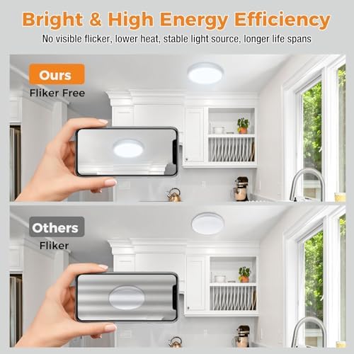 slochi Bathroom Light, 3000K/4000K/6500K 3 Color Temperature, Waterproof, Small, Round, Modern, Flush Ceiling Light for Bathroom, Kitchen, Bedroom, Hallway and More - View 7