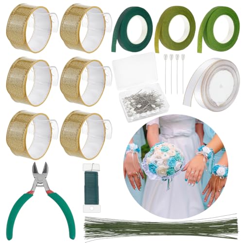 Kit de ramillete de muñeca de alta gama con acabados en cuero sintético