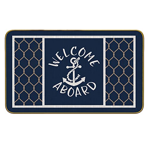 Mingnei Welcome Aboard Boat Mat,Coastal Doormat,Boat Mats for Floor,Nautical Aboard Doormat Door Mat...