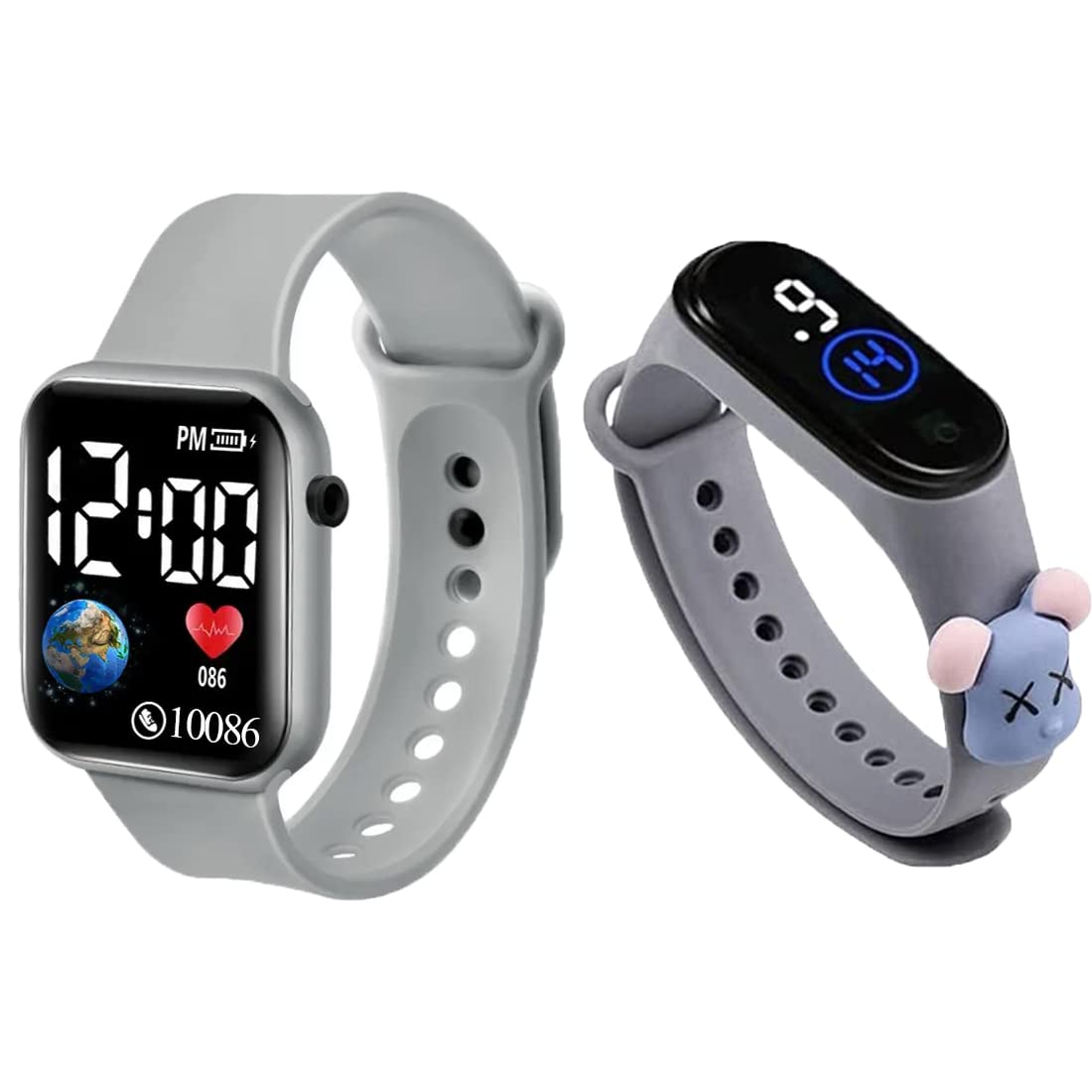 Goldenize Fashion 3D Cartoon Waterproof Tuch LED Display Fashionable Children Kids Digital Sports Square Led Watch for Kids, Boy & Baby Girls-Digital Watch for Kids Return Gift(Pack of 2) (Grey) (B0C37NDZHY) Amazon Price History, Amazon Price Tracker