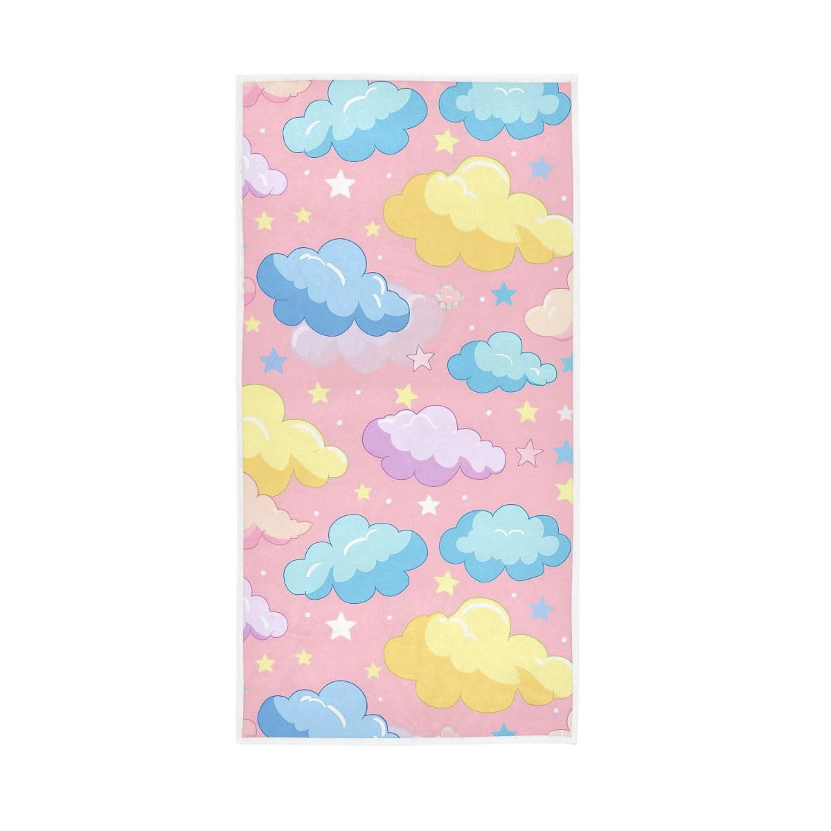 HUYGD Pastel Stars Clouds Hand Towels, Hand Towels and Wash Cloths for Bathroom 15 x 30 Inches