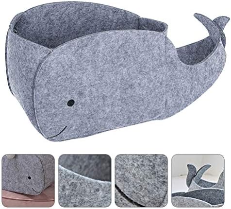 NUOBESTY Felt Toy Bin Nursery Storage Basket Whale Shape Foldable Sundries Organizer for Kids Room Home Decor