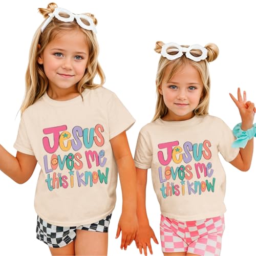 Image of BINTEHGS Jesus Shirts for Kids Christian Graphic Tees for Girls Religious God Tshirts Inspirational Bible Verse Cute T-Shirts
