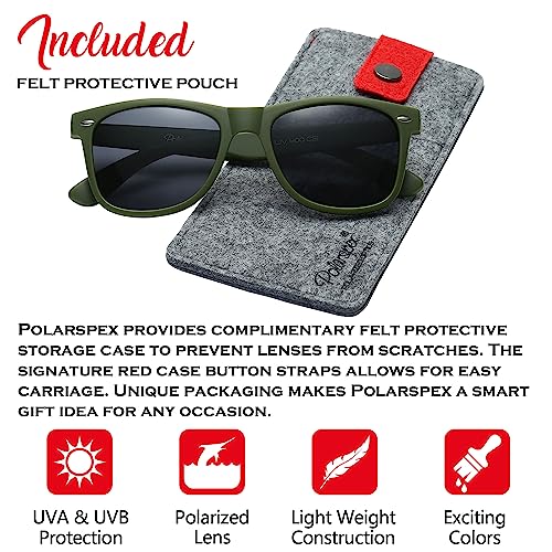Image of PolarSpex Polarized Sunglasses for Men and Women | UV Protection, Durable Lightweight Frame, Retro Style, Felt Carrying Case, Clear Vision for Driving, Fishing & Everyday Wear.