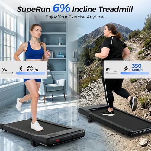 Image of Superun Walking Pad with Incline, Under Desk Treadmill, 3 in 1 Portable Treadmills for Home with Remote Control LED Display, 2.5 HP Quiet Mini Treadmill for Office Home Use, 300 Lbs Capacity
