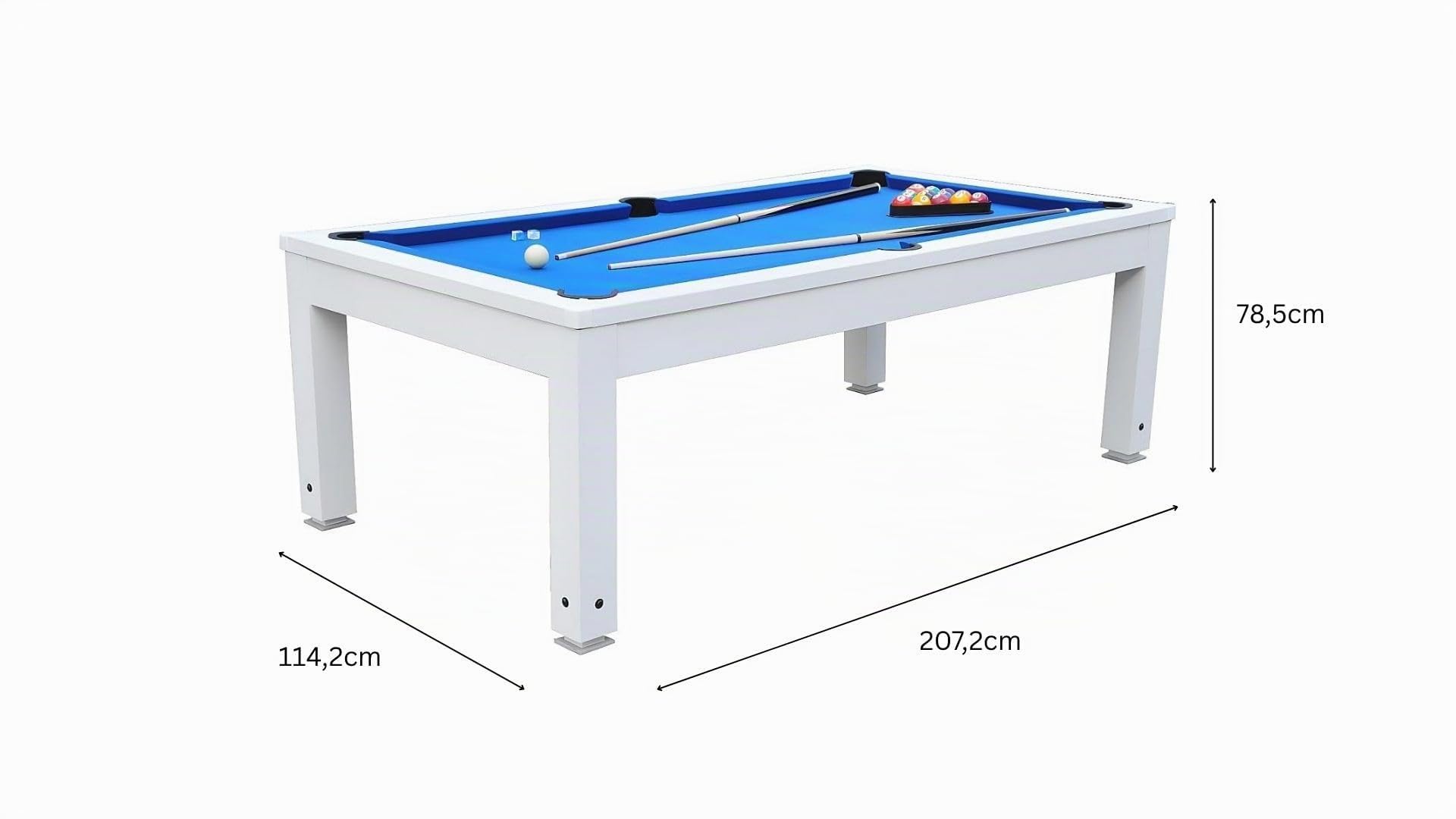 Vente-unique - Table Transformable - Billard Snooker - Hauteur Ajustable - 207 * 114 * 79 cm