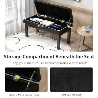 LIFEZEAL Tabouret de Piano Réglable en Hauteur 75 x 35 x 45-54 CM, Banc de Piano avec Boîte de Rangement, Siège de Piano en Cuir PU Cardre en Bois Massif et en Fer, Noir - Les Beatles, Paul McCartney, John Lennon, RIngo Starr, George Harrison LIFEZEAL Tabouret de Piano Réglable en Hauteur 75 x 35 x 45-54 CM, Banc de Piano avec Boîte de Rangement, Siège de Piano en Cuir PU Cardre en Bois Massif et en Fer, Noir – Image 6