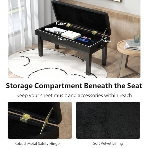 LIFEZEAL Tabouret de Piano Réglable en Hauteur 75 x 35 x 45-54 CM, Banc de Piano avec Boîte de Rangement, Siège de Piano en Cuir PU Cardre en Bois Massif et en Fer, Noir - Les Beatles, Paul McCartney, John Lennon, RIngo Starr, George Harrison LIFEZEAL Tabouret de Piano Réglable en Hauteur 75 x 35 x 45-54 CM, Banc de Piano avec Boîte de Rangement, Siège de Piano en Cuir PU Cardre en Bois Massif et en Fer, Noir – Image 7