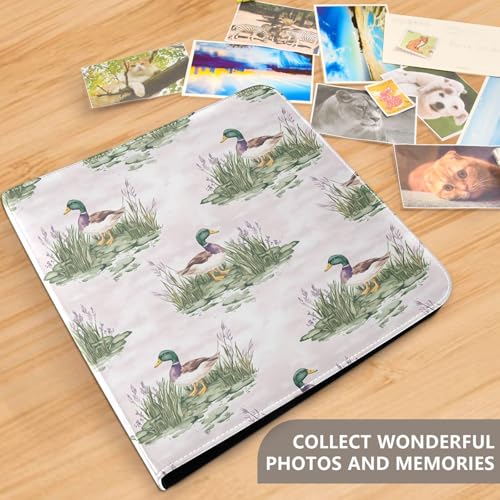 Álbum de fotos grande JIPONI Mallard Duck Grass, álbum de recortes con cubierta de cuero DIY para fotos de 4x6, 5x7 y 6x8 pulgadas, libro de recuerdos autoadhesivo para bodas, bebés y familia miniatura 5