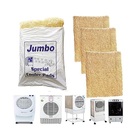 SAI PRASEEDA Air Cooler Grass_24 X 24 Inches_JUMBO Cooling Pads_Wood Wool_Set Of 3_Suitable For All Deseert Coolers TMST1