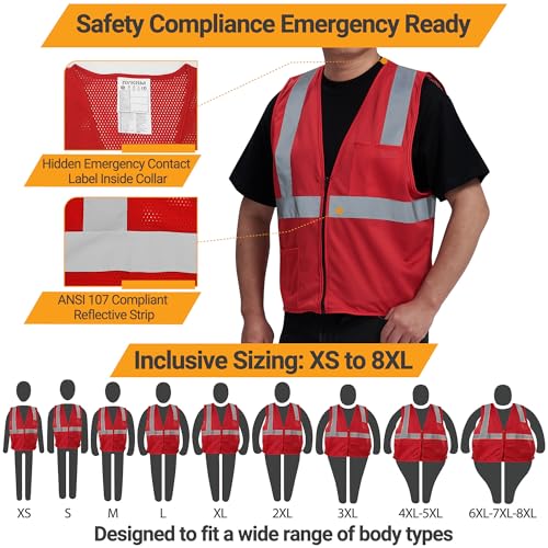 Image of AYKRM 2 Pocket Mesh High Visibility Reflective Safety Vest for men & Women ANSI /ISEA 107 Standards