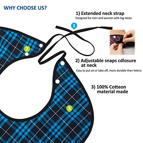 Bacaby 3Pk Adult Bibs For Eating - Waterproof Clothing Protector With Crumb Catcher-Bibs For Seniors For Eating At Mealtime 30" L X 18" Men/Women (New Upgrade) #TOP2
