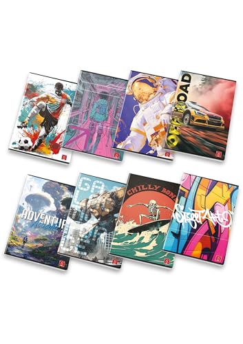 Confezione 10 Quaderno formato A5 (media grandezza) Assortimento Ragazzi,f.to 15x20.3 cm., pagine 80 + risguardo, carta 80 g/m²