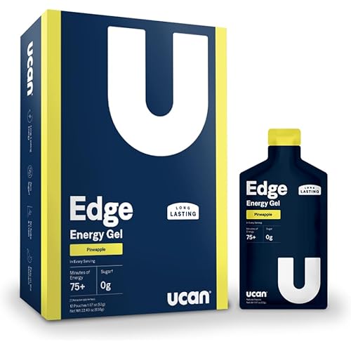 UCAN Edge Energy Gel Shots, Pineapple (12, 2 Ounce Packets) for Running, Training, Workouts, Fitness, Cycling, Crossfit | Sugar-Free, Vegan, & Keto Friendly Energy Supplement