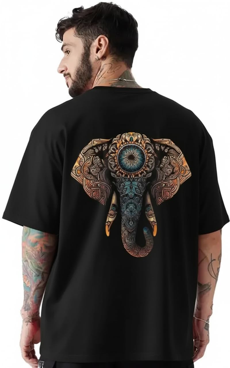 Berrylush Black Men's Cotton T-Shirt in black