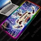  ZETIAN Cartoon Boy Anime LED Alfombrilla de ratón Luminosa de Gran tamaño RGB Alfombrilla de Mesa Grande Juego Almohadilla de Teclado para Juegos Engrosamiento y cómodo XXL