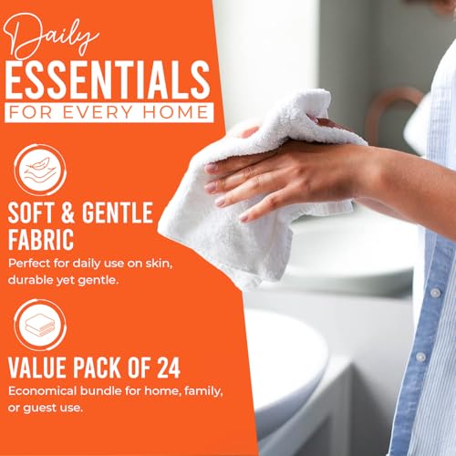 Image of DAN RIVER 24 Pack Wash Cloths for Showering [12x12] - 100% Cotton Washcloths Premium Quality Flannel Face Cloths for Bathroom, Highly Absorbent and Soft Feel Wash Clothes, Orange