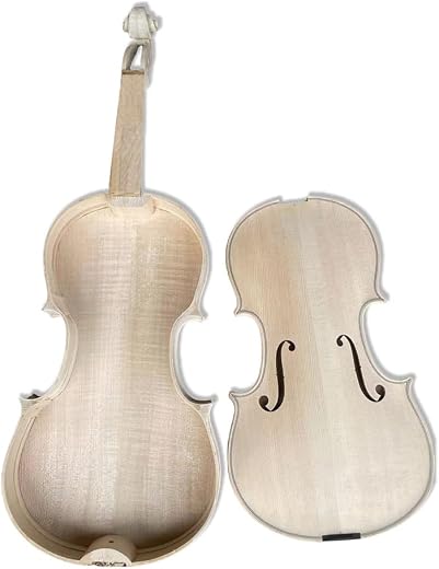 Yinfente Unglued White Acoustic Violin 4/4 Full Size Unfinished Flame Maple &amp; Spruce Wood Top And Maple Violin Neck