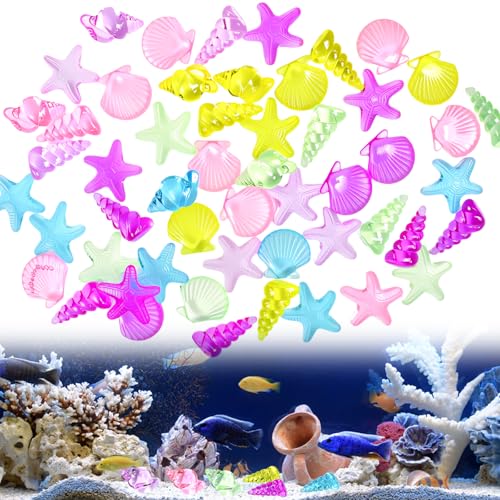 FuxFuis 100 PCS Juguete de Buceo para Piscina Piedras Preciosas para Piscina Juegos de Piscina para Niños Conjunto de Gemas en Concha/Caracola/Estrella de Mar Acrílica de Colores para Acuarios y Playa