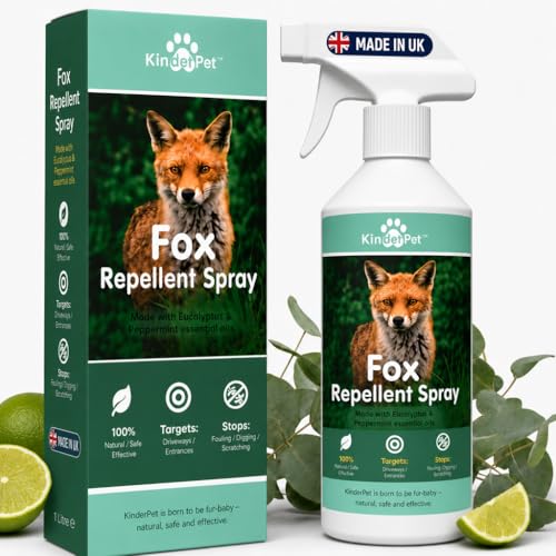 KinderPet Fox Repellent Anti Fox Fouling Spray Natural Humane Fox Deterrent Stop Foxes in Garden Fouling Digging Scratching Eucalyptus Peppermint 500ml