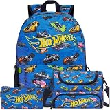 Get Trend Hot Wheels Mochila Escolar Set de 3 Piezas con Mochila Niño 46x32x16 cm, Estuche y Bolsa Isotermica, Regalo Niños (Azul/Multi Hot Wheels)