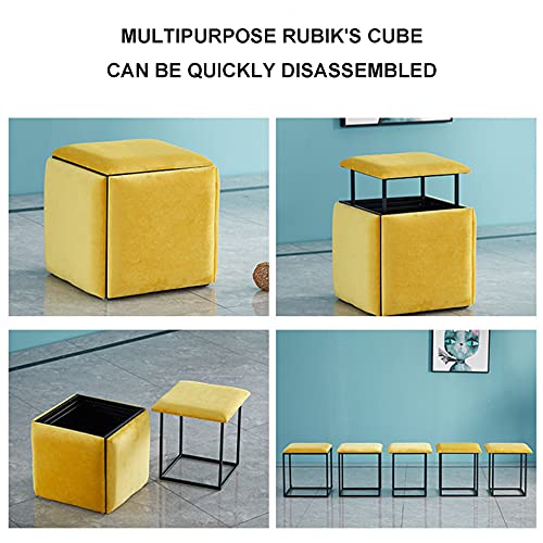 wanhe Sofa Stool Footrest Step Stool 5 in 1 Seating Cube with Swivel Casters Stackable Rubik's Cube Sofa Chair Stool Padded Seat for Dorm Living Room - Image 6