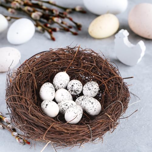 Nido de pájaro decorativo SOIMISS para Pascua, huevos artificiales y ratán sintético para casa 8