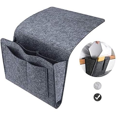 Esteopt Felt Bedside Storage Hanging, Bedside Storage Pockets Bunk Bed Storage Bag Bedside Organizer Caddy For Room Black Cover