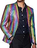 COOFANDY Mens Stylish Blazer Jacket Regular Fit Metallic 70s Disco Party Dance Jacket