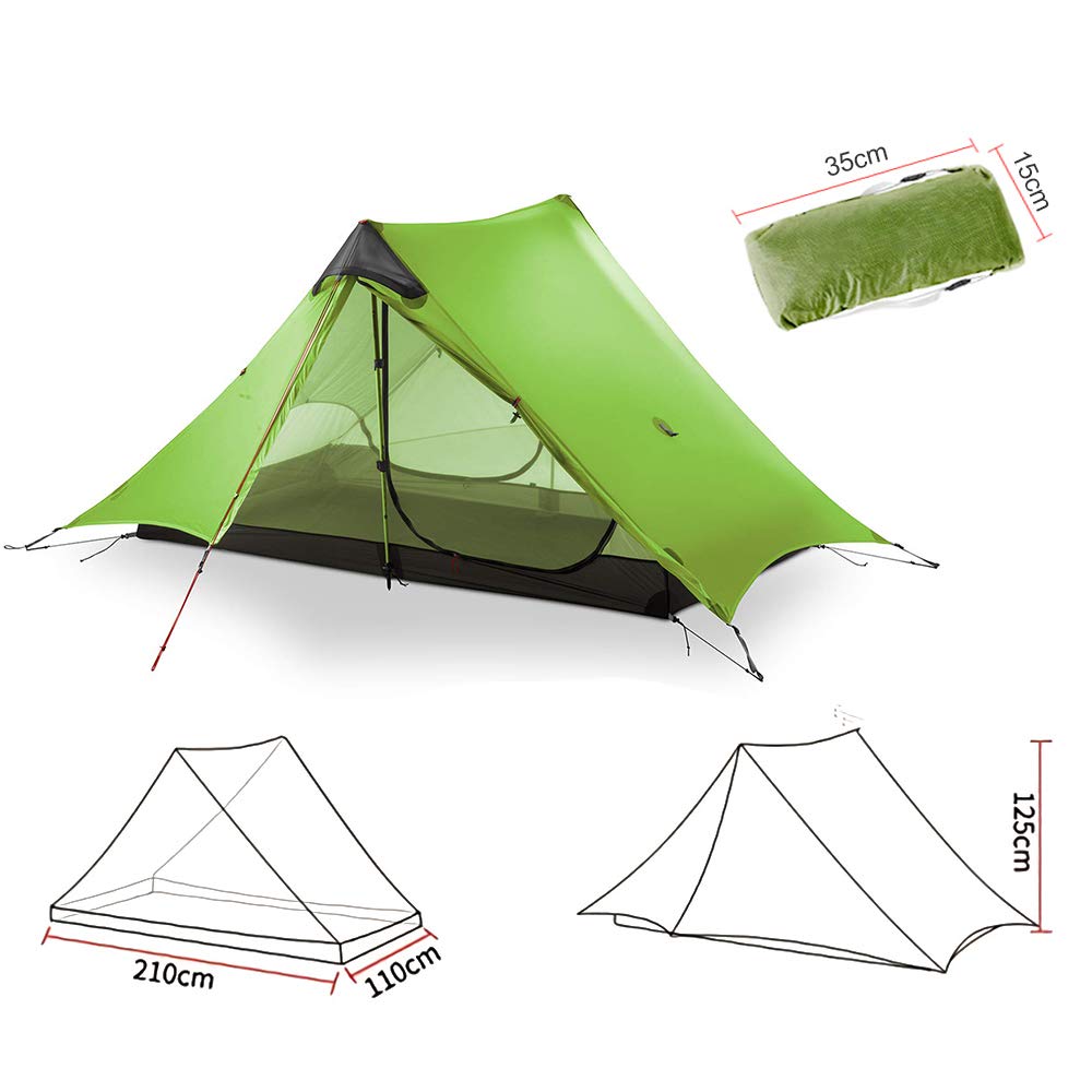 KIKILIVE Nuovo LanShan Outdoor Ultralight Tenda da campeggio 1Persone / 2 persone Mesh Tent Shelter -Perfetto per il campeggio, Backpacking e Thru-Hikes