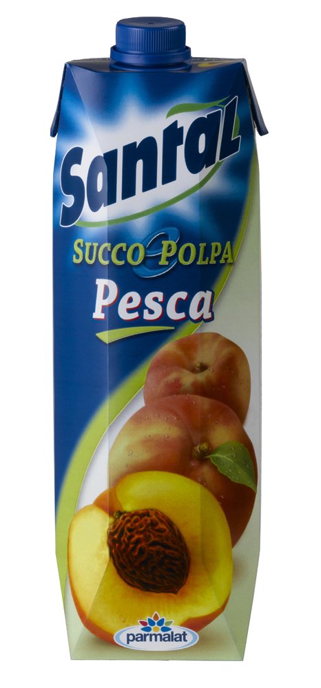 Santal 100% Natural Fruit Juice (12 x 1L, Peach) 33.8 fl oz (1L) Tetra Pak | No Added Sugar Italian Juice for Kids and Families | Refreshing, Natural Fruit Drink Made in Italy