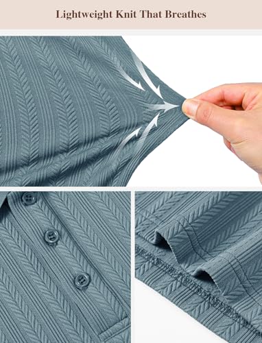 Image of TBMPOY Mens Casual Knit Polo with Pocket Textured Shirts Short Sleeve Classic Summer Vacation