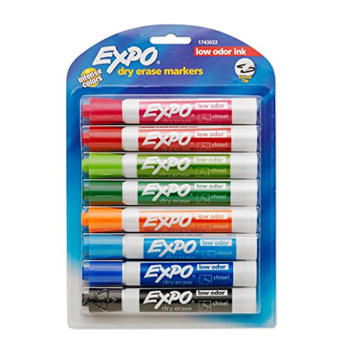 EXPO 1743032 Low-Odor Dry Erase Markers, Chisel Tip, Fashion Colors, 8-Count