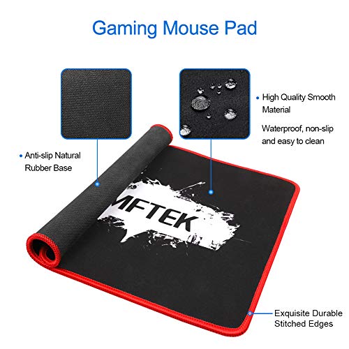 MFTEK Backlit Wired Gaming Keyboard and Mouse Combo with LED Gaming Headset Set, 50mm Speaker Driver Headphone + Mouse Pad for PC Gamer Computer Office