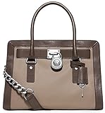Michael Kors Hamilton Frame Out Women's Leather Satchel, Dark Taupe