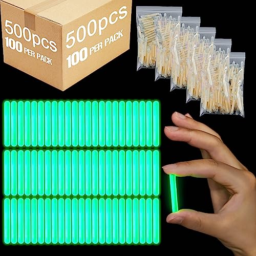 Jenaai 500 Pcs Fishing Glow Sticks Bulk for Bobbers Mini Glow Stick Rod Tip for Fishing Poles Small Glow Sticks for Night Fish Easter Eggs Easter Basket Stuffer(1.5 Inch,Green)