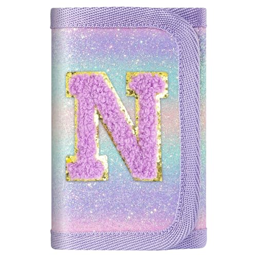 sundee Kids Wallet Trifold Wallet with Personalized Initials Alphabet Perfect Girls Gifts for Birthday Festival Purple-N