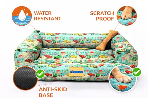 Image of SITSNOOZE XXL Dog Bed (30 to 45kg) for Doberman, Great Dane, Mastiff - Heavy Duty Orthopedic Pet Mattress, Waterproof Washable Big Sofa Lounger, Non-Slip Calming Cushion (Print 18, XXL)