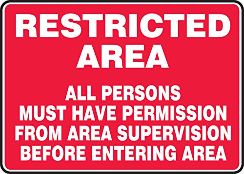 Panneau restricted area rouge et blanc idéal pour sécuriser l'accès aux ateliers et laboratoires