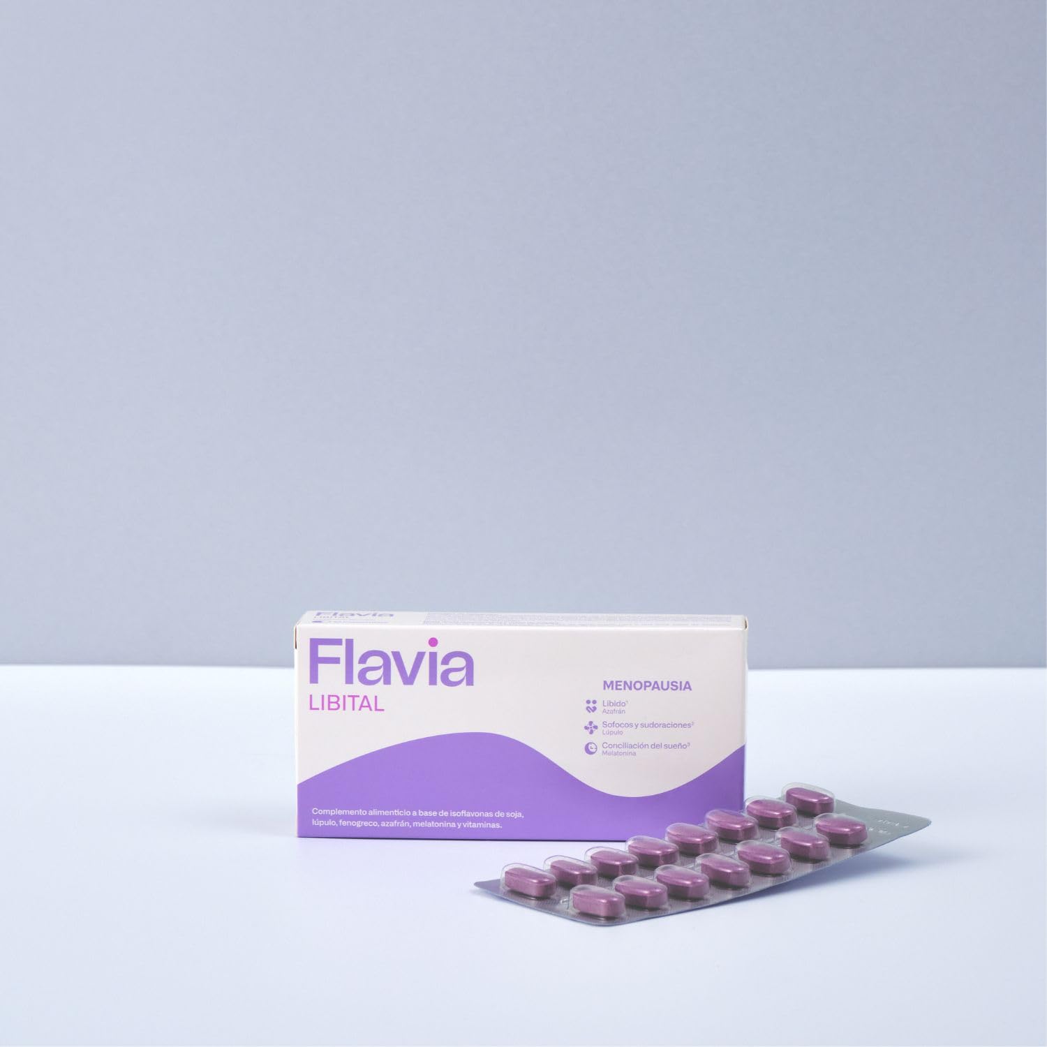 FLAVIA Libital Pack 2 x 30 Comprimidos - Alivia los Síntomas de la Menopausia - Con Isoflavonas de Soja y Vitaminas - Estimula la Líbido, Regula Sofocos y Sudoraciones - Complemento Alimenticio