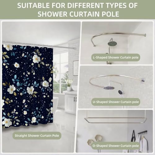 Rideau douche 90x180 imperméable en polyester bleu avec ourlet lesté et crochets - 6