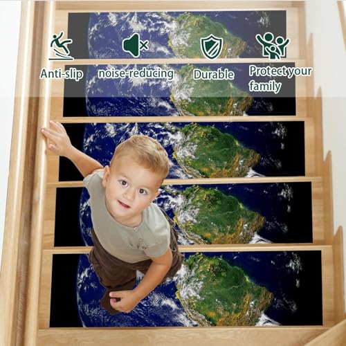 Alfombra para peldaños de madera Earth de 15 piezas y 76x20 cm 4