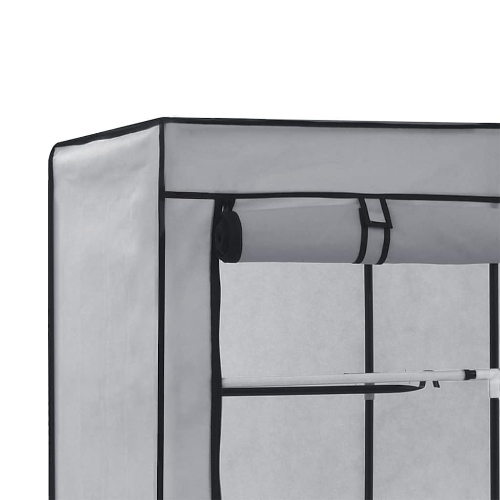 Stoffschrank Grau 150x45x175cm mit Fächern und Stangen | Tragbar, zusammenklappbar, Vliesstoff, feuchtigkeitsbeständige Eisenstangen, für Schlafzimmer