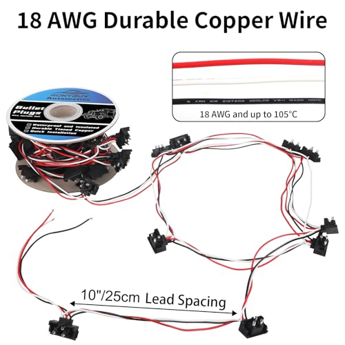 Ronybuy 100x 3 Wire Plugs, Triple Male Bullet Wire Harness Roll, Right Angle 18 Gauge 3 Prong Pigtail Harness for Stop Turn Tail Light, Trucks & Trailers, Continuous 100 Plugs, 10" Lead Spacing by Ronybuy - Used condition - Image 2